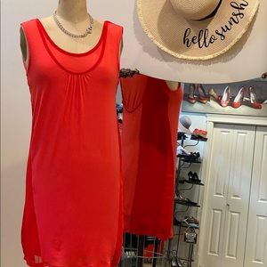 Covet sleeveless modal spandex summer vacation dress orange/red size XS